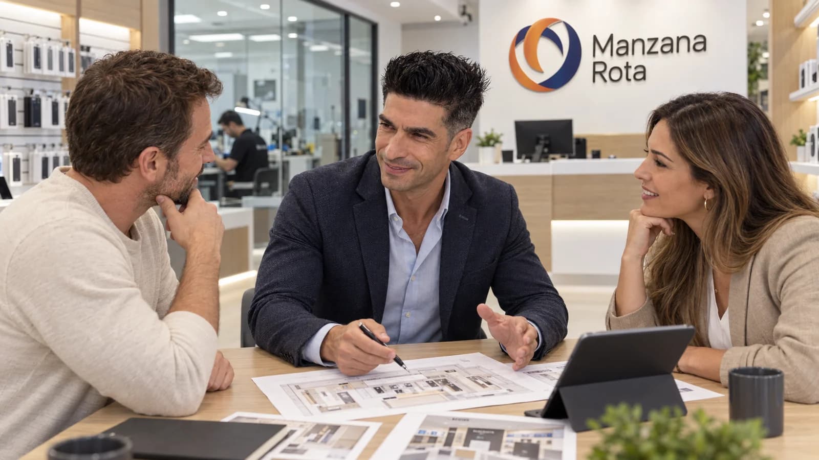 Francisco Martín, CEO de Manzana Rota, en una reunión sobre un proyecto de franquicia