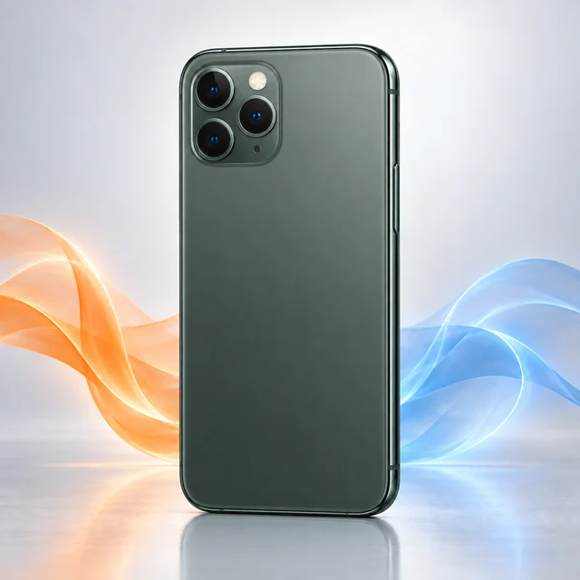 Vista trasera de iPhone 11 Pro con sus cámaras, sin logotipo