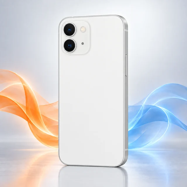 Vista trasera de iPhone 12 mini con sus cámaras, sin logotipo