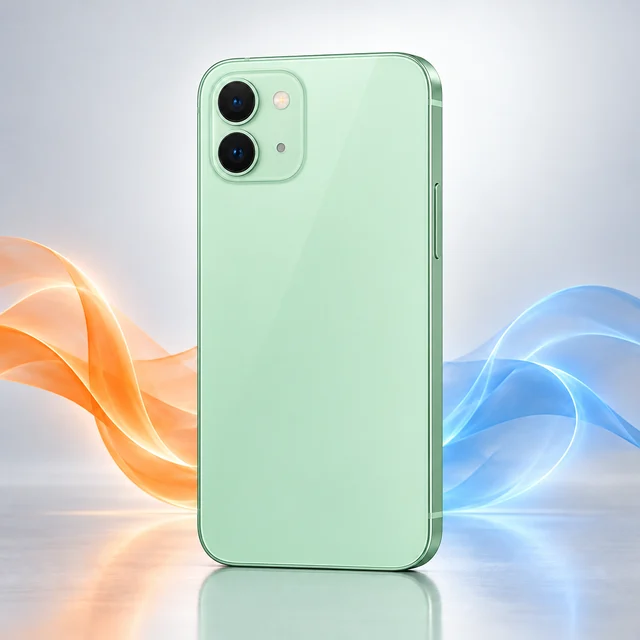 Vista trasera de iPhone 12 con sus cámaras, sin logotipo