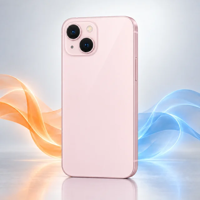 Vista trasera de iPhone 13 mini con sus cámaras, sin logotipo