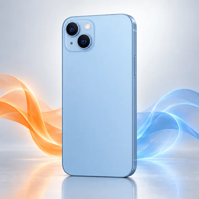 Vista trasera de iPhone 14 Plus con sus cámaras, sin logotipo