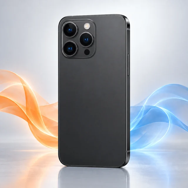 Vista trasera de iPhone 14 Pro Max con sus cámaras, sin logotipo