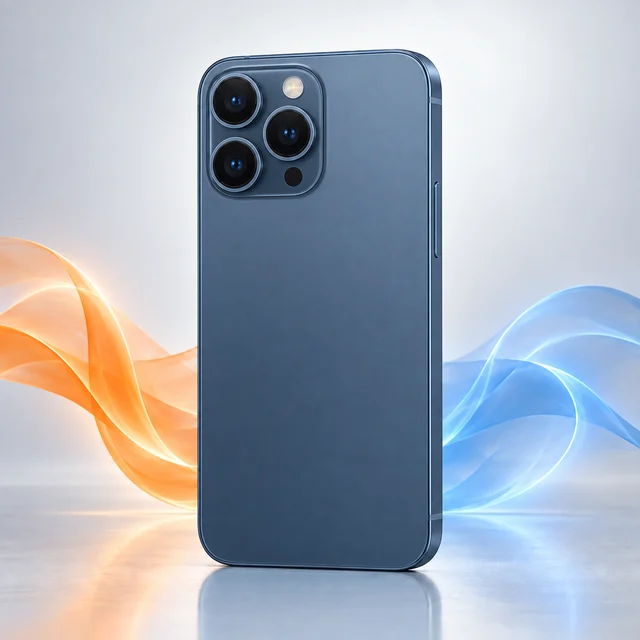 Vista trasera de iPhone 15 Pro Max con sus cámaras, sin logotipo