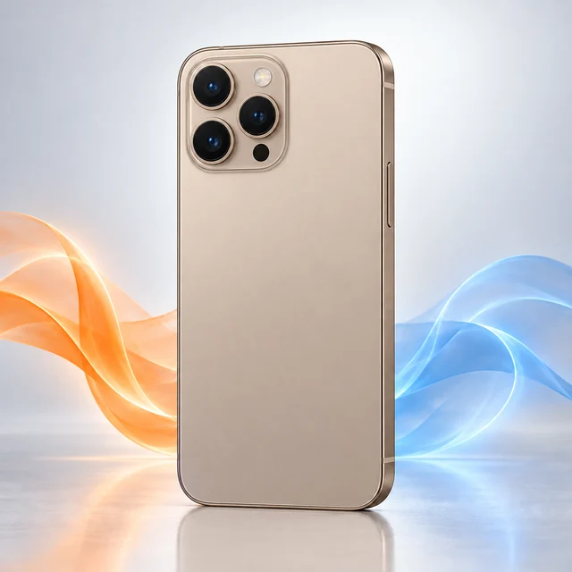 Vista trasera de iPhone 16 Pro con sus cámaras, sin logotipo