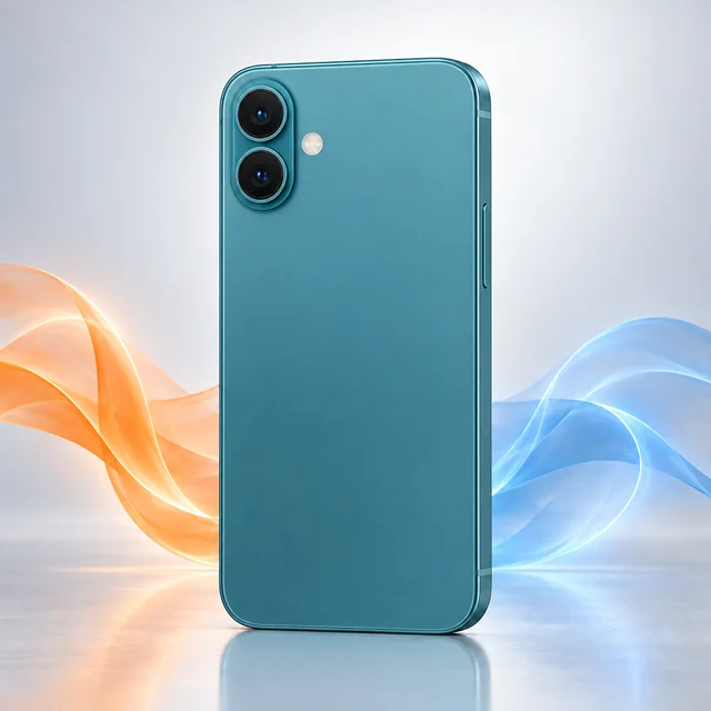 Vista trasera de iPhone 16 con sus cámaras, sin logotipo