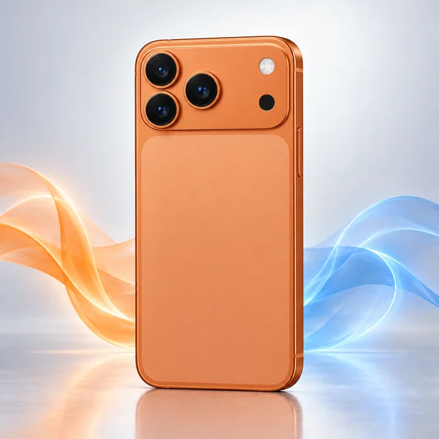 Vista trasera de iPhone 17 Pro con sus cámaras, sin logotipo