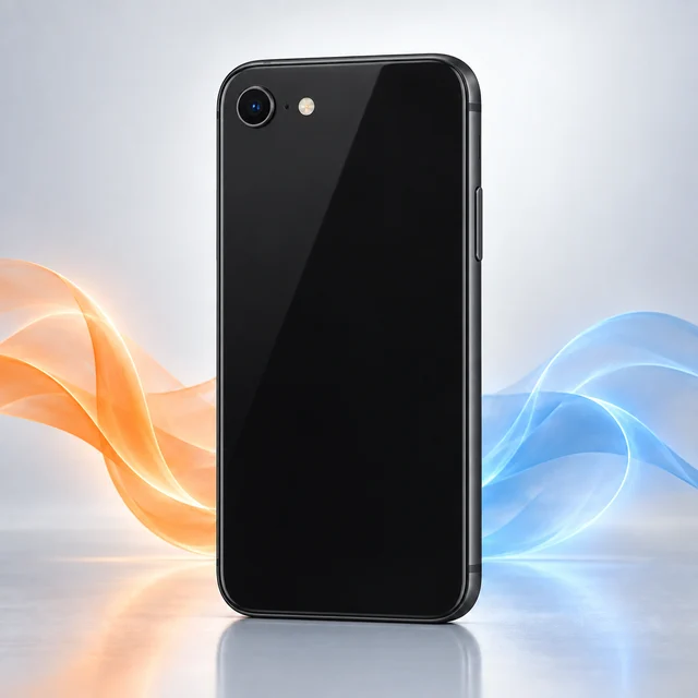 Vista trasera de iPhone SE 2020 con sus cámaras, sin logotipo