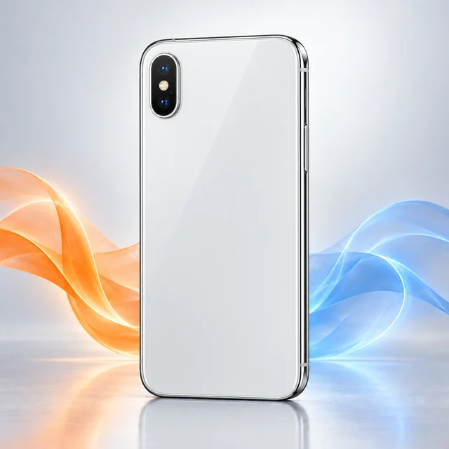 Vista trasera de iPhone X con sus cámaras, sin logotipo