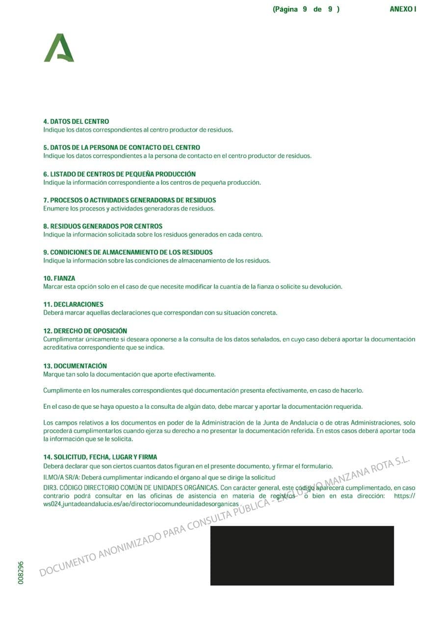 Justificante de registro