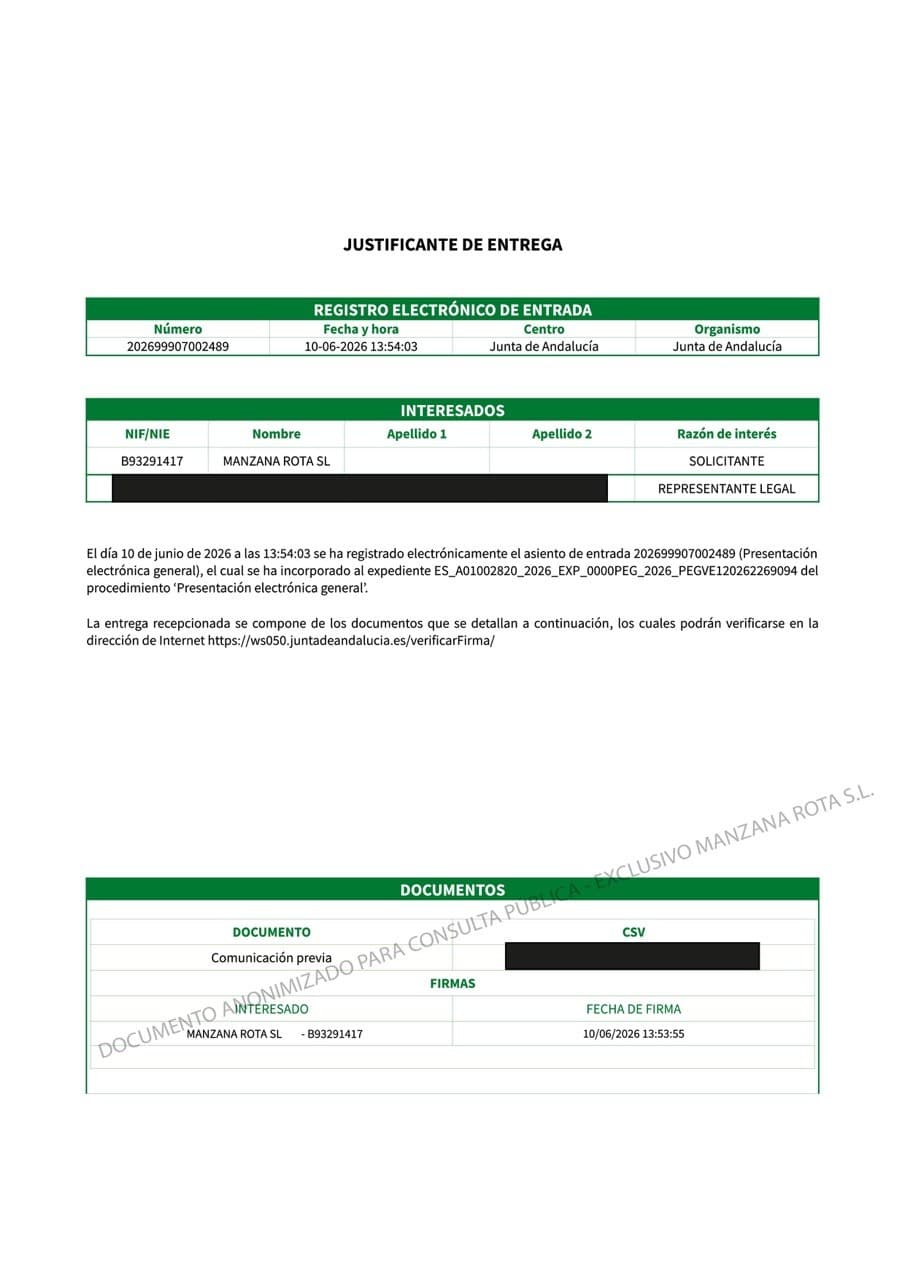 Relación de documentación presentada